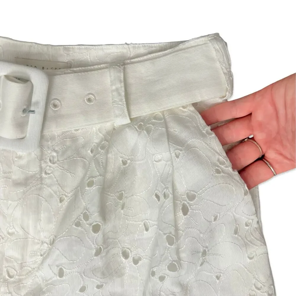 Ted Baker White Suzet Tailored Belted High Waist Eyelet Shorts Size 6 NEW no Tag - Picture 10 of 10